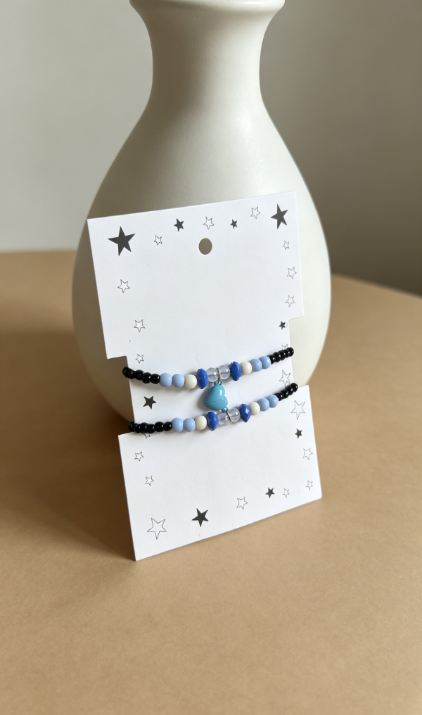 Producto - Pulseras compartidas con imán corazón  celeste
