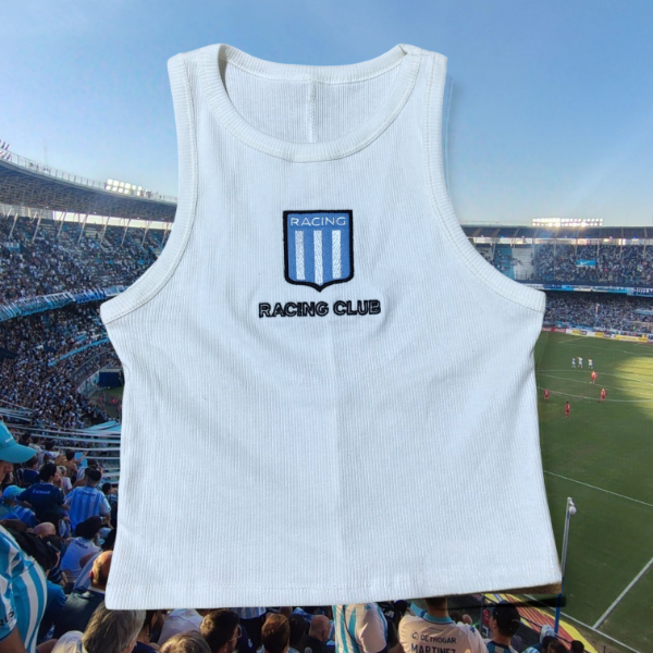 Musculosa de algodón negra blanca de Racing Club — imagen 2