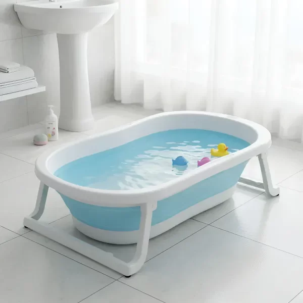 Producto - Bañera Plegable Antideslizante 72x46x20cm Capacidad 24litros CELESTE