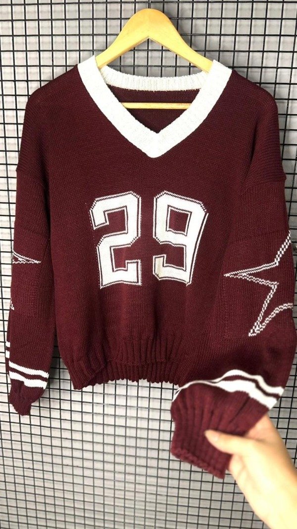 Producto - Sweater Knit Varsity Premium 29 bordo