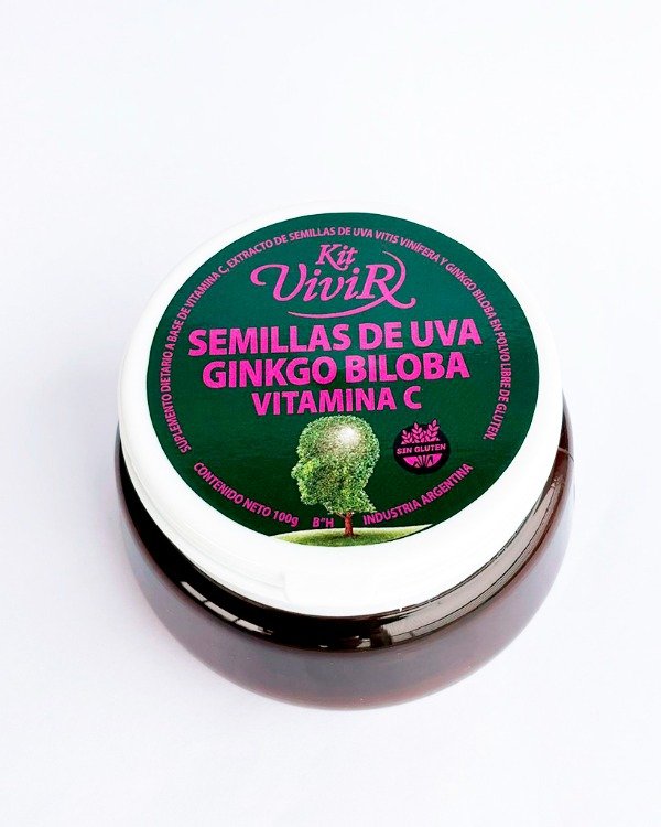 Producto - Kit Vivir LINEA PURA Semillas De Uva Resveratrol + Gingko Biloba 100Gr 200 Ps