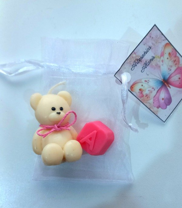 Producto - Osito perfumados con letra en bolsita de organza personalizado