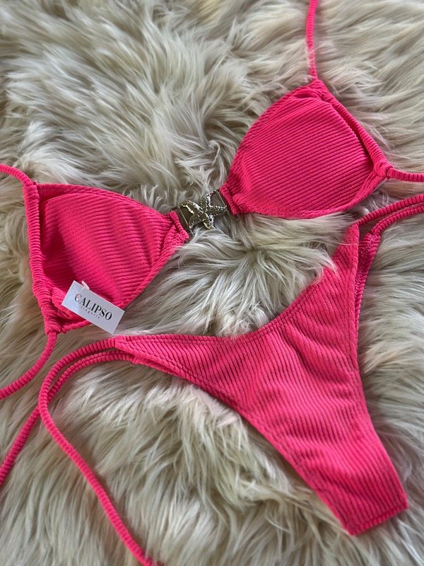 Producto - BIKINI BK TOP/ LESS REGULABLE Y DIJE DE ESTRELLA FUCSIA NEÓN