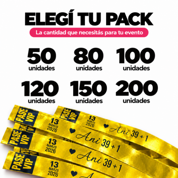 Producto - Pulseras Doradas Personalizadas para Fiestas y Eventos - 2