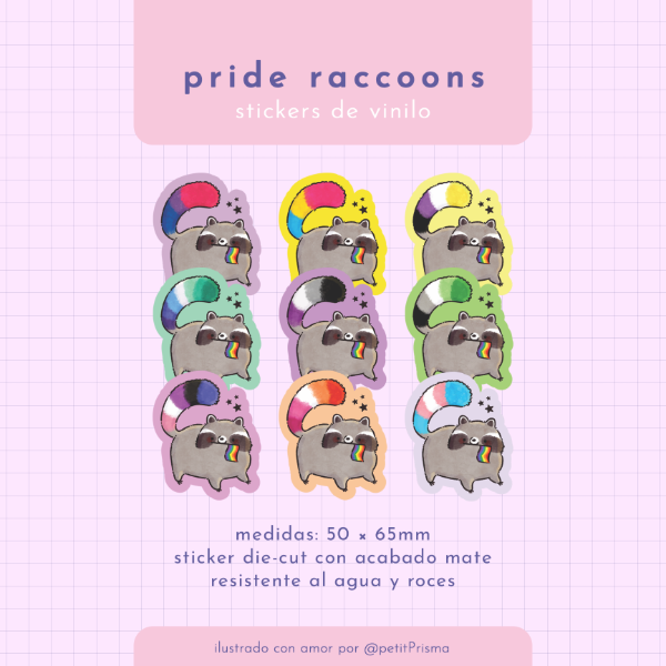 Producto - Sticker de vinilo "Pride Raccoon"