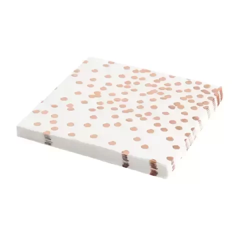 Producto - Servilletas con stamping x10un color blanca lunares rosa gold