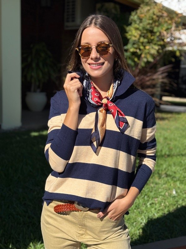 Producto - Sweater rayado cuello polo