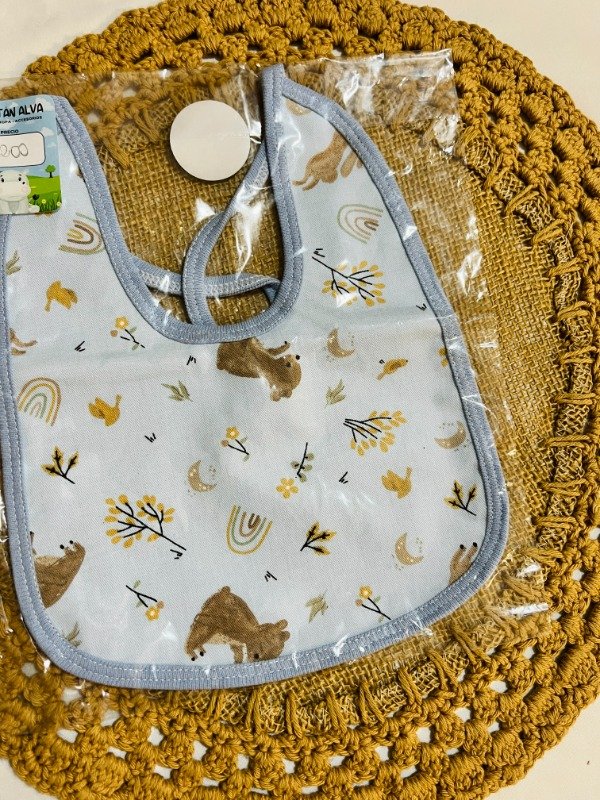 Producto - Babero con tela impermeable - ositos - celeste