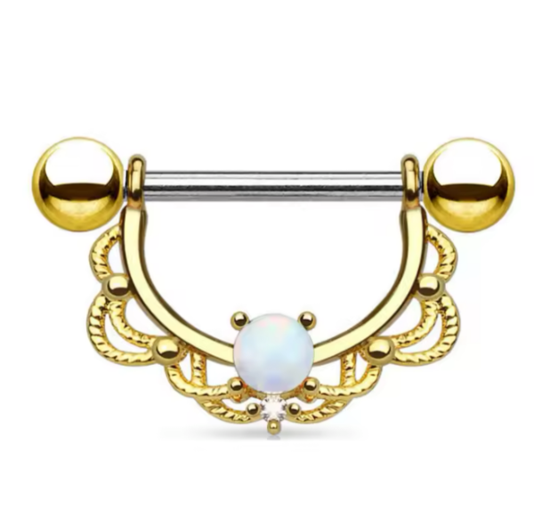 Producto - Piercing Nipple Pezonera Colgante Ópalo