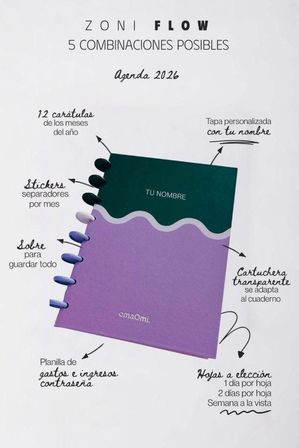 Producto - Agenda con sistema de discos Zoni Flow 2026 perpetua