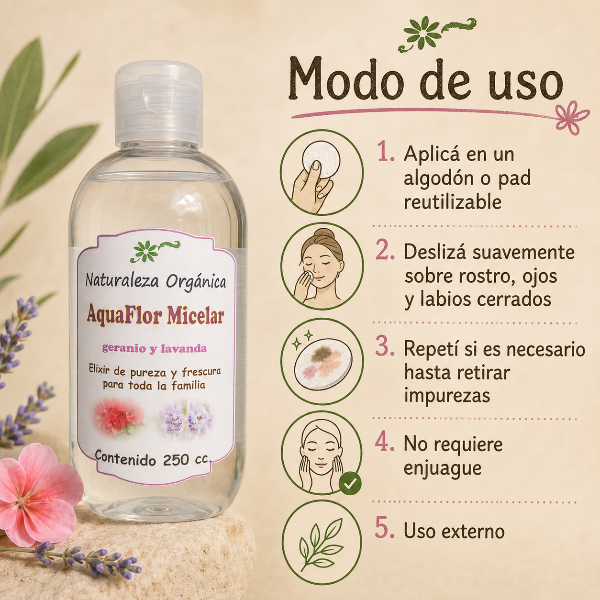 Producto - Agua Micelar AquaFlor - Limpieza Suave y Natural para tu Piel - 3
