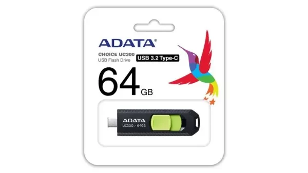 Producto - PENDRIVE 64GB 3.2 ADATA UC300 TIPO C VERDE NEGRO