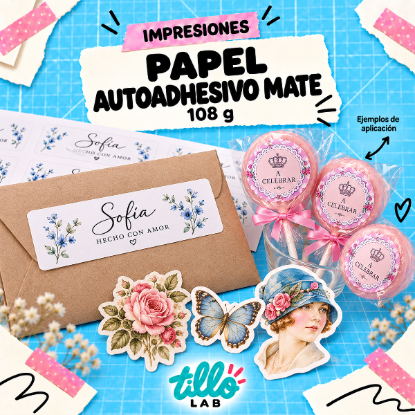 Producto - Impresiones en papel autoadhesivo mate de 108 g