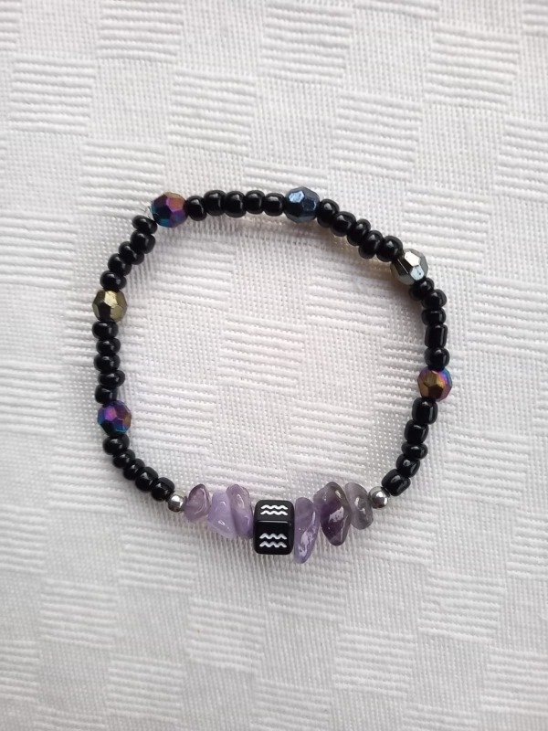 Producto - Acuario - Pulsera Vibracional Negra Amatista