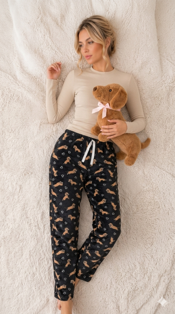 Producto - Pantalon Pijama Peluche sanchicha Importado super soft Talle M a XL