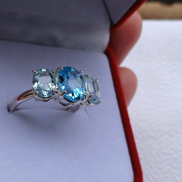 Producto - Anillo Cielo plata 925 Topacio (tratado) y Aguamarinas en  N19 - 4