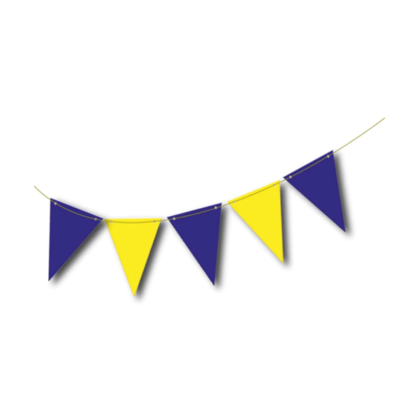 Producto - Banderin triangular lisos 2,40mts color amarillo y azul