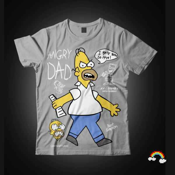 Producto - REMERA DE ADULTOS MANGA CORTA PAPA ENOJADO SIMPSONS T.XXL