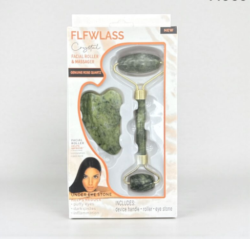 Producto - set rodillo facial de jade + piedra guasha - 0