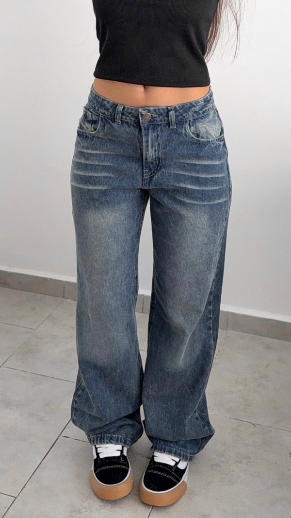 Producto - Jeans Italia tiro bajo - azul con tonos óxidos