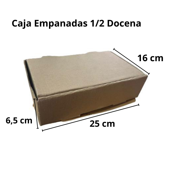 Producto - Caja Kraft para 1/2 docena de Empanadas 16x25 cm x1