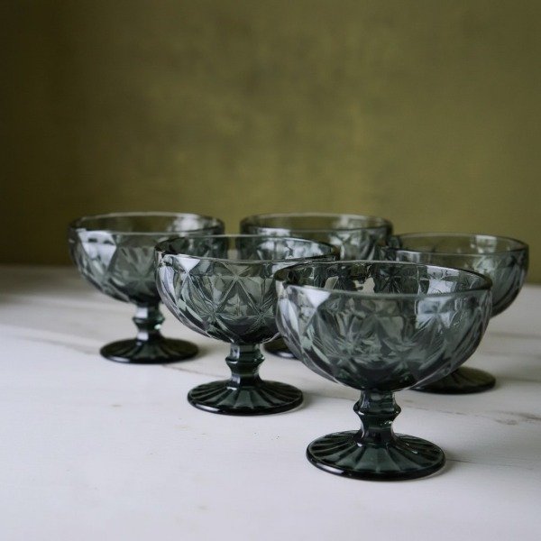 Producto - SET DE 6 COMPOTERAS DE VIDRIO DIAMANTE EN CAJA 12CM 300CC - 3