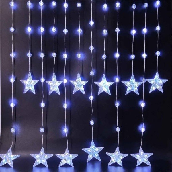 Producto - Cortina 66 leds estrellas 3.30mts x 70cm luz fria
