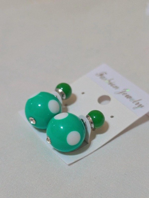 Producto - Aros perla lunares verdes