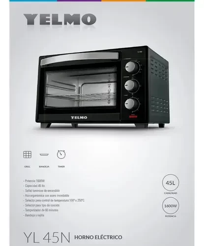 Producto - HORNO ELÉCTRICO YELMO YL-45N- 45 LITROS CON GRILL