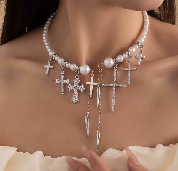 Producto - Collar cruces perlas