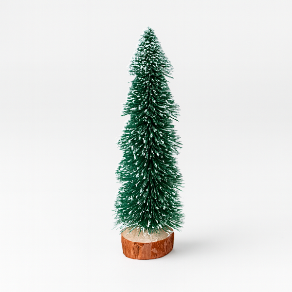 Producto - Pino Nevado Decorativo 20 cm con Base de Madera
