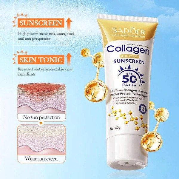 Producto - Protector solar con colágeno 50fps Sadoer "Collagen Whitening Sunscreen"