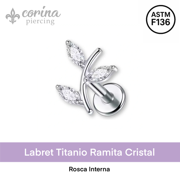 Producto - Labret Titanio Ramita Cristal