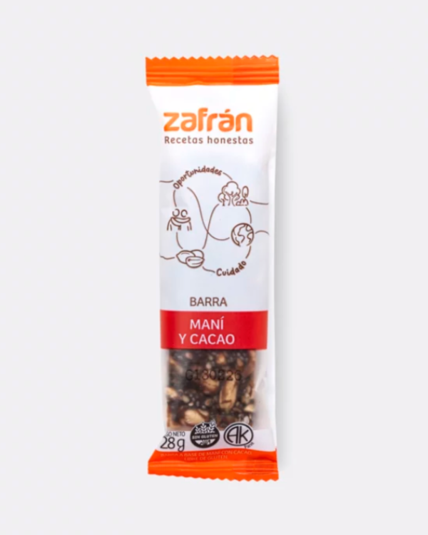 Producto - Barrita de cereal zafrán cacao y maní