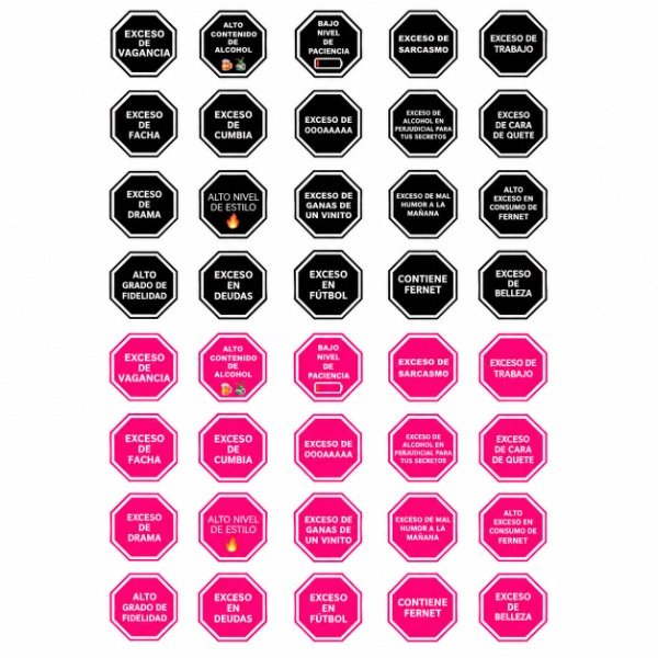 Producto - PLANCHA A4 PREDISEÑADA STICKERS EXCESOS - TATUAJES TEMPORALES - 3