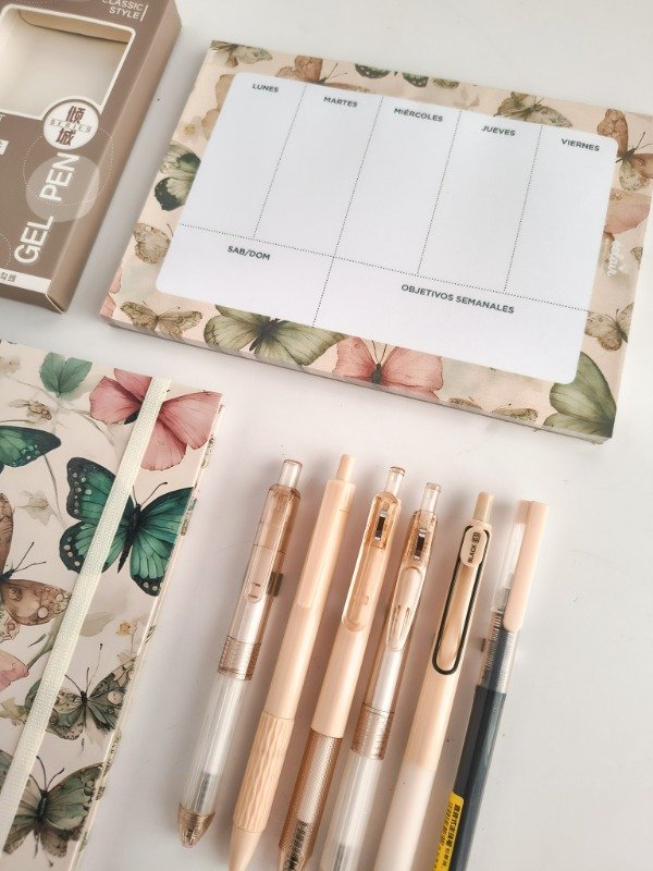 Producto - Combo cuaderno + organizador semanal + accesorios - Beige - 4