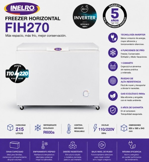 Producto - FREEZER POZO INELRO FIH-270A++ 252LTS - BLANCO