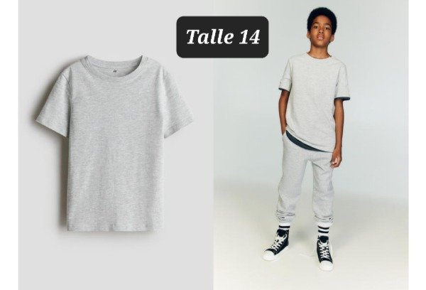 Producto - Remera manga corta HyM talle 14+ gris básica