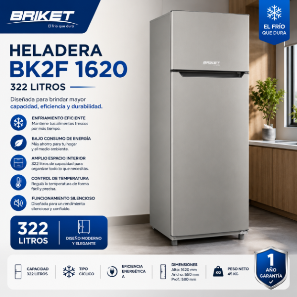 Producto - HELADERA BRIKET BK2F 1620  322LT