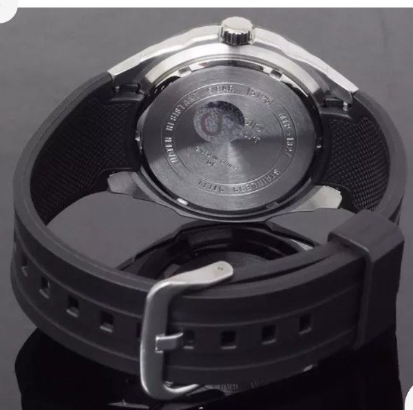 Producto - Casio cuadrante acero ,malla caucho - 1