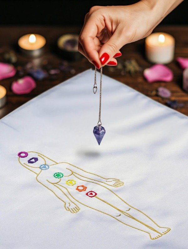 Producto - Set de paños bordados con chakras. Hombre y mujer