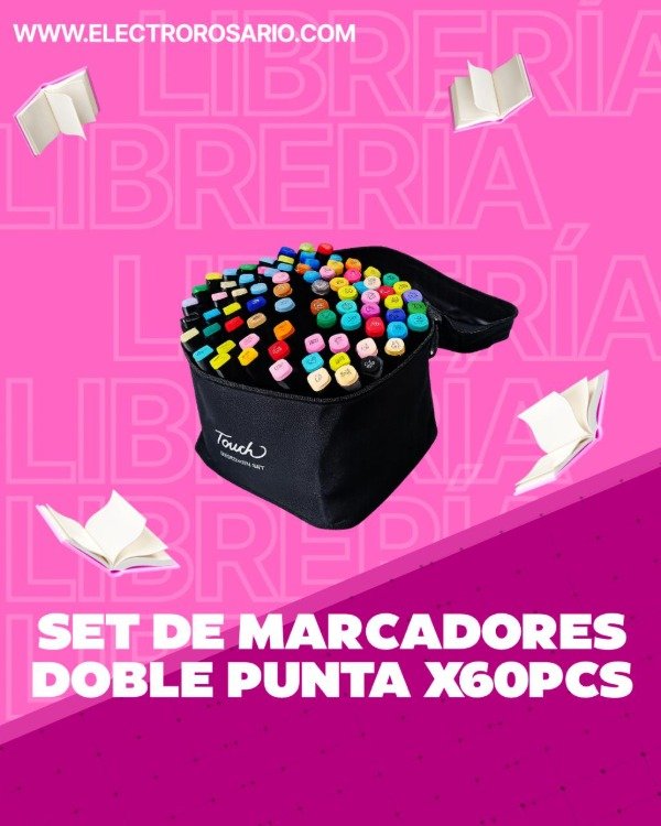 Producto - SET DE MARCADORES DOBLE PUNTA X60PCS