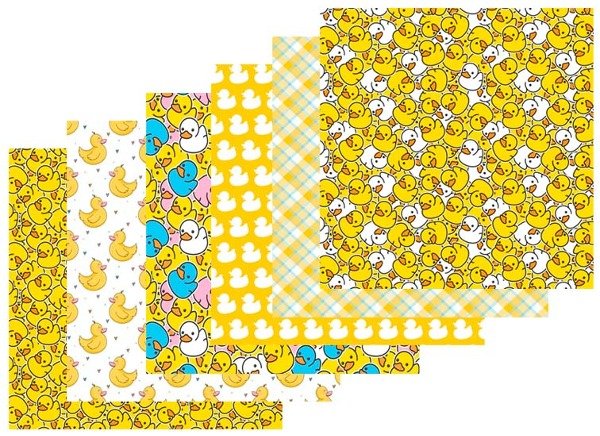 Producto - Pack Tela para Patchwork Retazos PATOS II 6 Cortes 20x20 + entretela