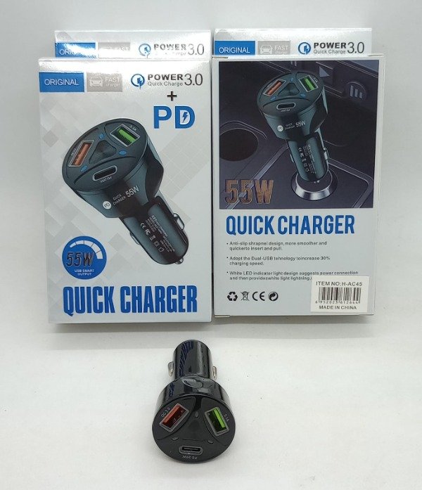 Producto - CARGADOR DE AUTO 12V 2 UBS + 1 Tipo C