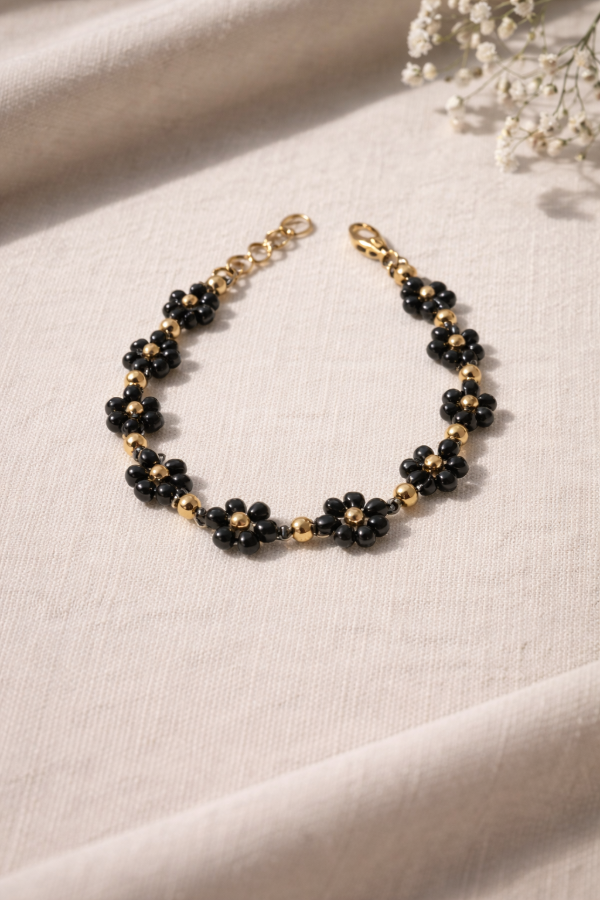 Producto - Pulsera de Flores Bianca - Negro