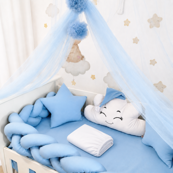 Producto - Set de Chichoneras para Cuna Emma Con Mosquitero Celeste - 2