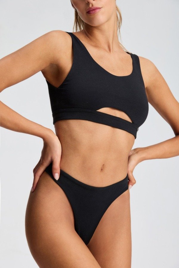 Producto - Art. 2420- BRIGITTE- Conjunto de Algodon Doble con Less NEGRO