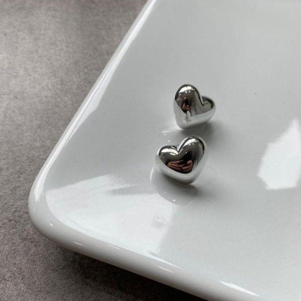 Producto - AROS CORAZON CHUNKY PLATEADO