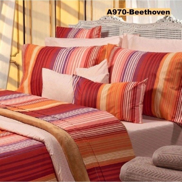 Producto - Juego de sábanas 1 1/2 p Danubio mixto raya