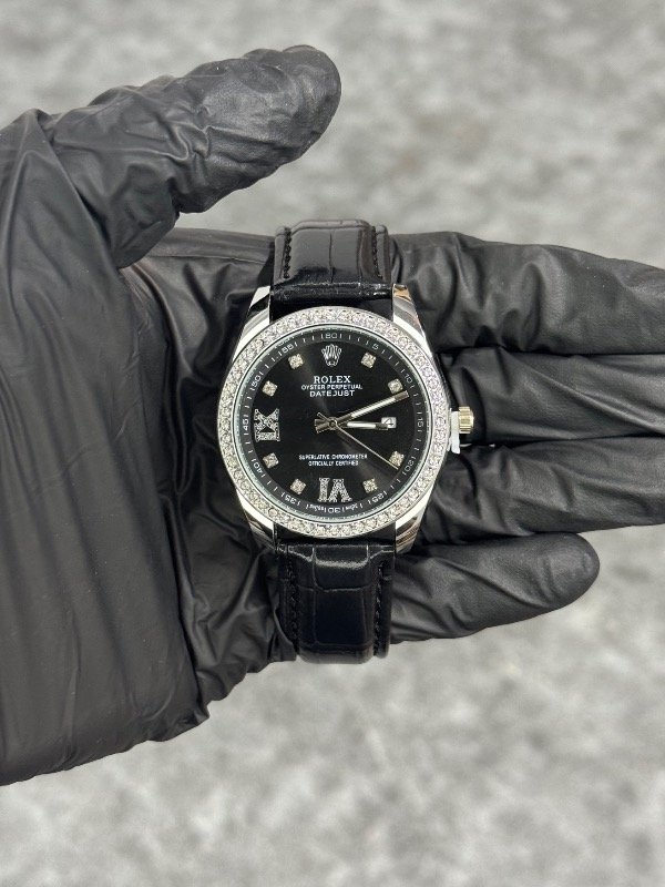 Producto - ROLEX DATEJUST CUERO PLATA NEGRO (calidad A+)